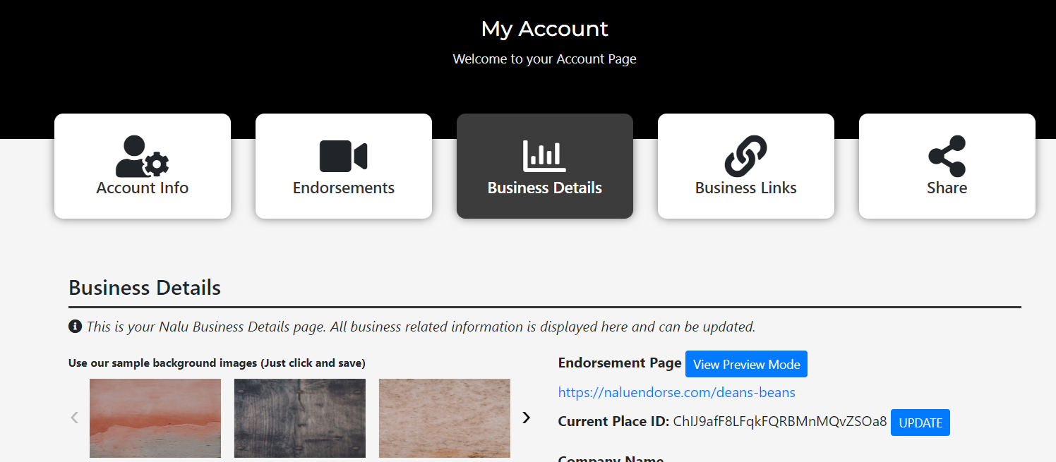 Where can I find my endorsement page? Nalu Endorse
